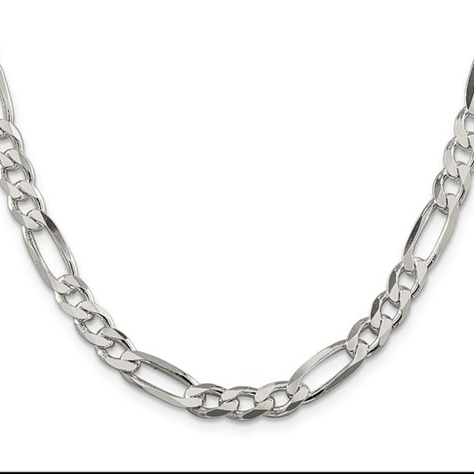 Figaro Link Chain - 6.5mm - Sterling Silver