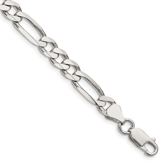 Figaro Link Bracelet - 6.5mm - Sterling Silver