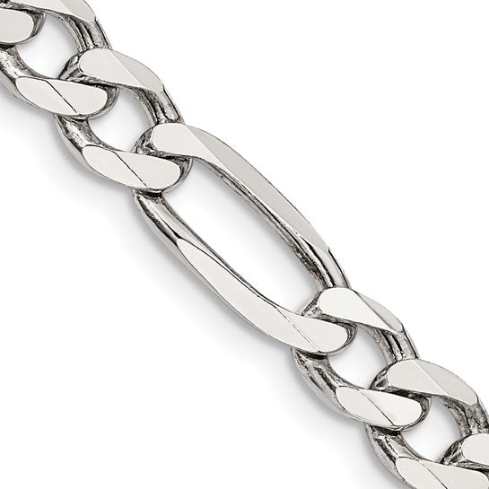 Figaro Link Chain - 6.5mm - Sterling Silver