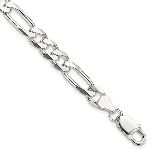 Figaro Link Bracelet - 7.5mm - Sterling Silver